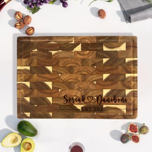 Craftpilot Personalized End Grain Butcher Block Board - Acacia Wood Cutting Board