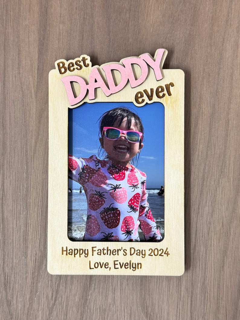 Craftpilot Personalized Photo Frame with Visor Clip, Fridge Magnet - Gift for Dad Clip Mount