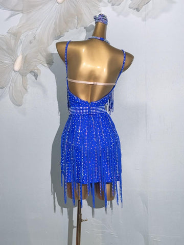 Custom Made to order Latin Dress 40 Colors to Choose Women Kids Girls Fringe Latin Dance Professional Competition Dress Dark Blue Purple