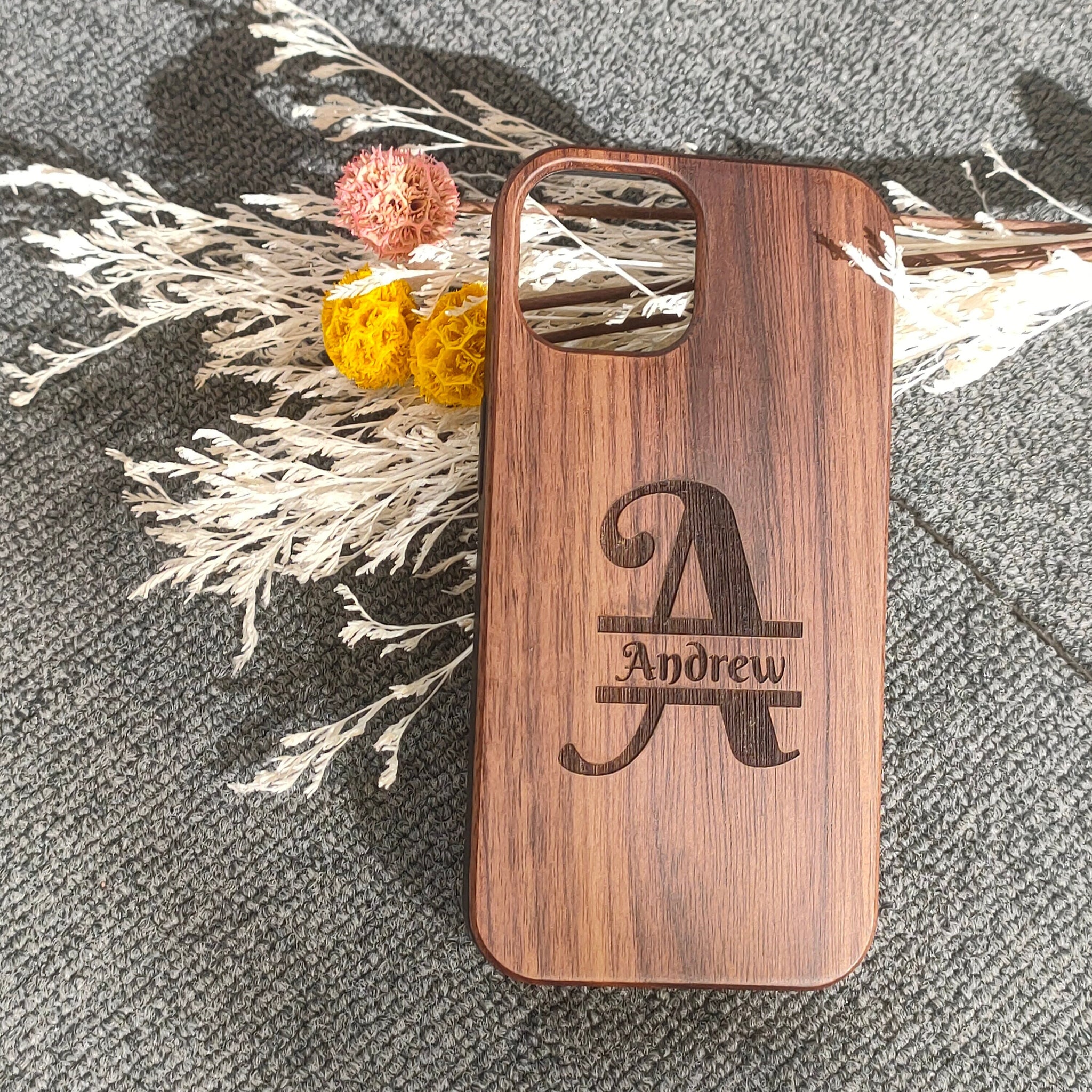Custom Engraved Wooden iPhone Case  - for iPhone 15, iPhone 15 Pro, etc.