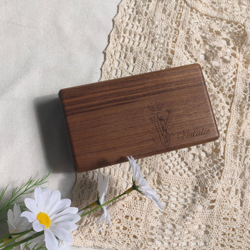 Personalized Walnut Wooden Jewelry Box