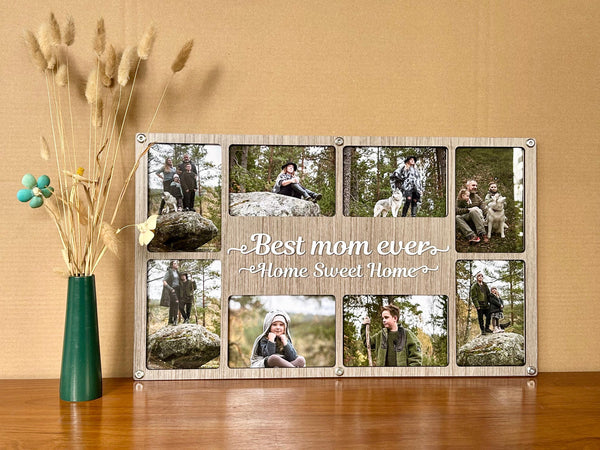 Craftpilot Personalized Family Collage Frame - Wooden Wall Decor Classic Grey please enter color code in personalization box