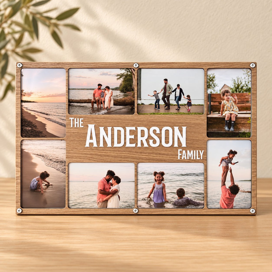 Craftpilot Personalized Family Collage Frame - Wooden Wall Decor Dark Walnut please enter color code in personalization box