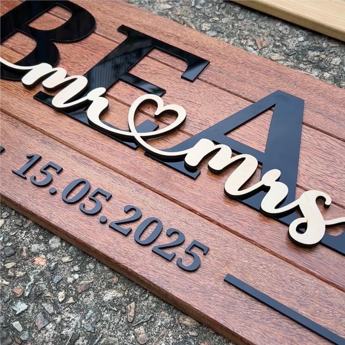 Personalized Hardwood Wedding Sign - 3 Wood Colors