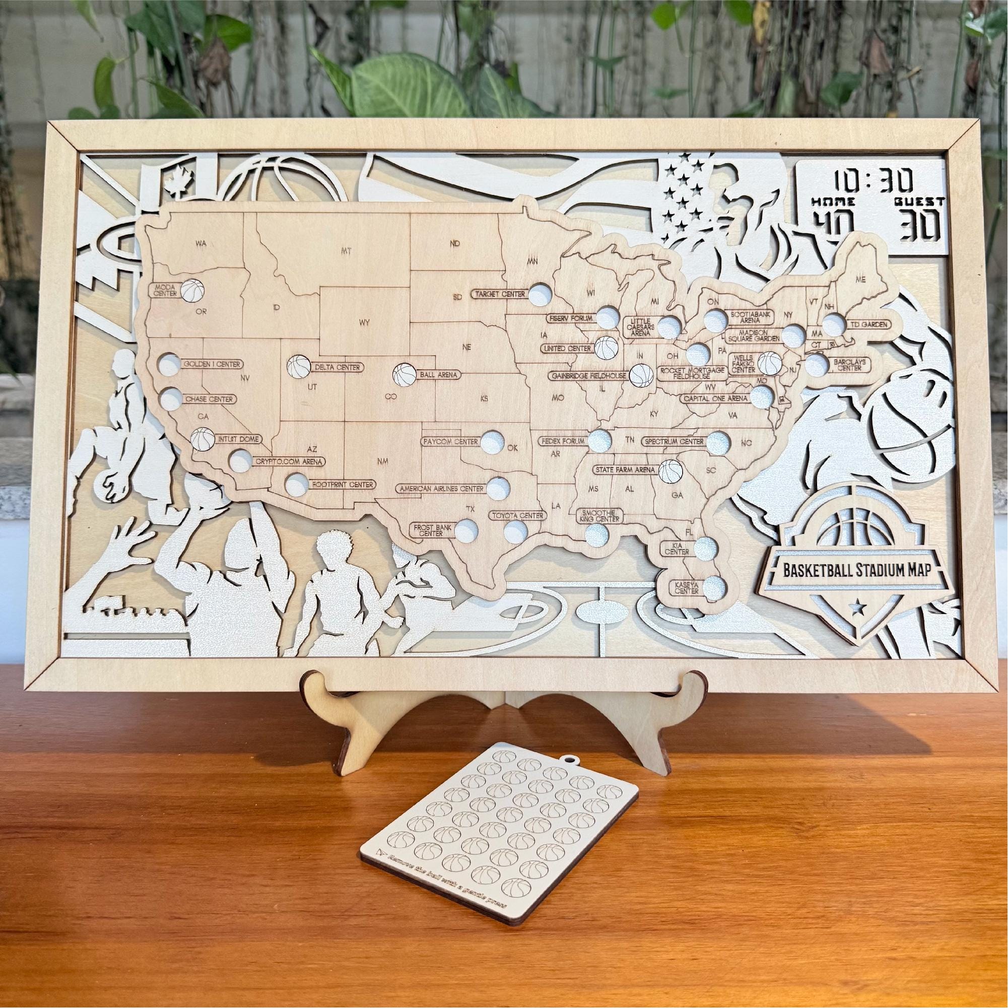 Personalized Basketball Stadium Map with Stand - NBA Bucket List