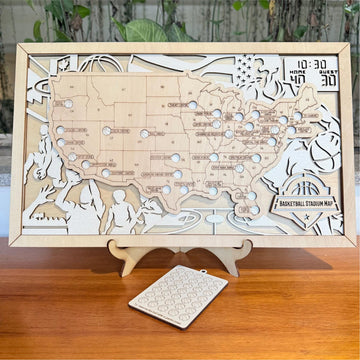 Personalized Basketball Stadium Map with Stand - NBA Bucket List