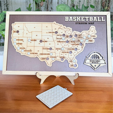 Personalized NBA Stadium Travel Map - Blank Back