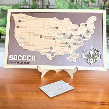 Personalized Soccer Stadium Travel Map with Push Pins - Blank Back