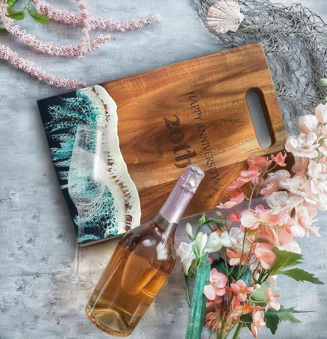 Ocean Resin Charcuterie Board - Personalized Rectangle Serving Tray