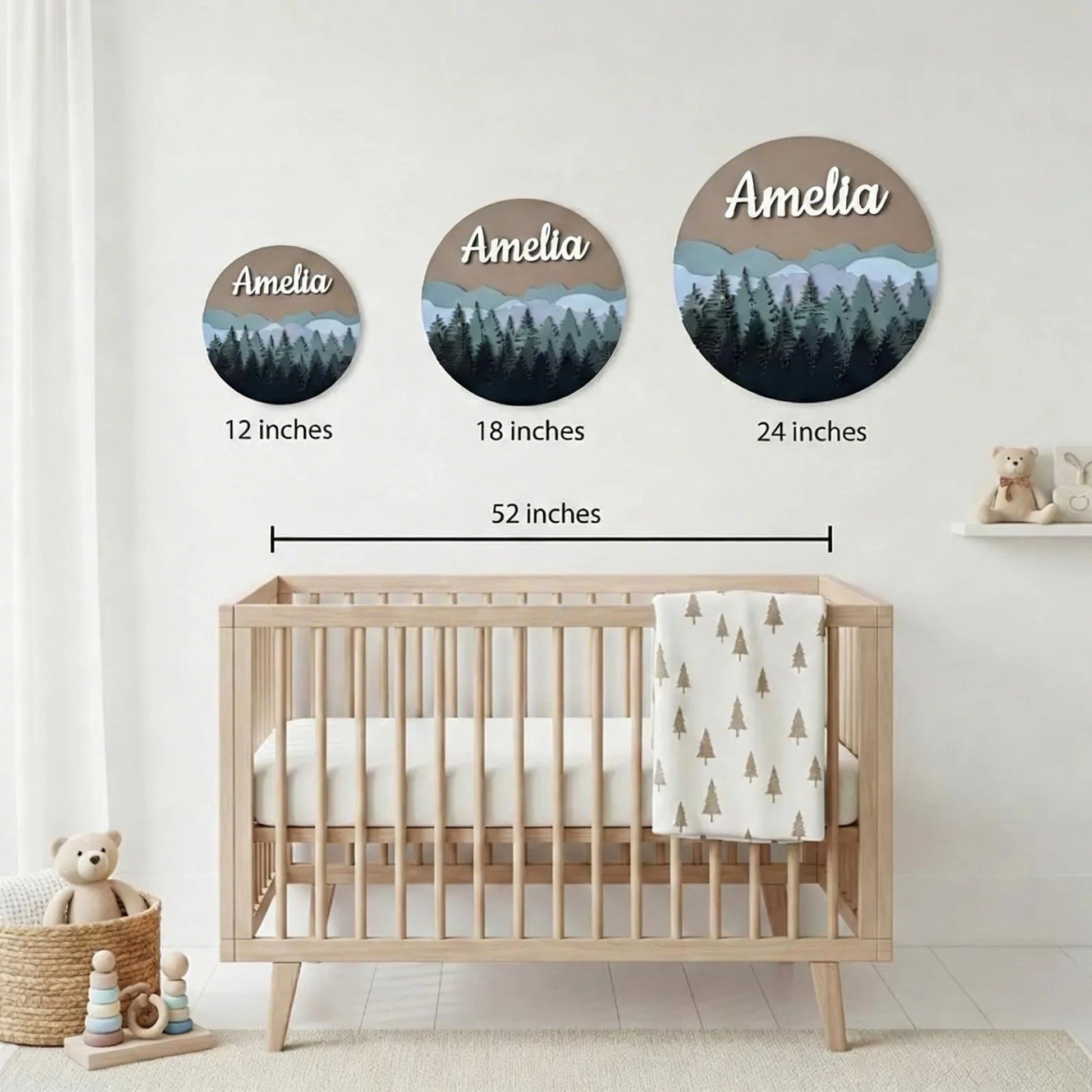Craftpilot.co Woodland Baby Name Sign for Rustic Nursery Decor