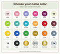 Choose a name color from 24 numbered options with names