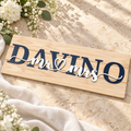 DAVINO wedding sign on warm stone