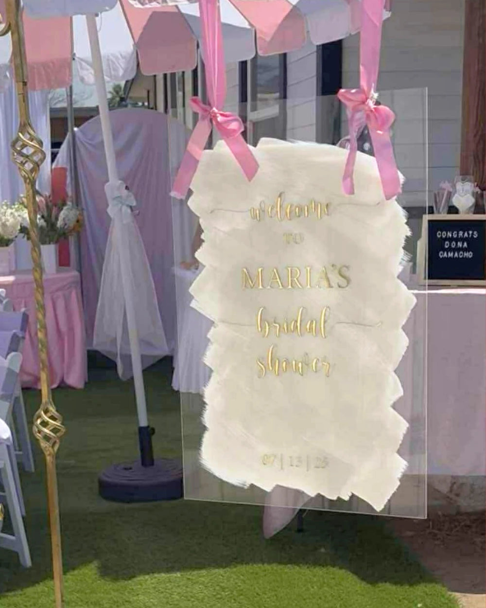 Bridal shower welcome sign displayed at the celebration
