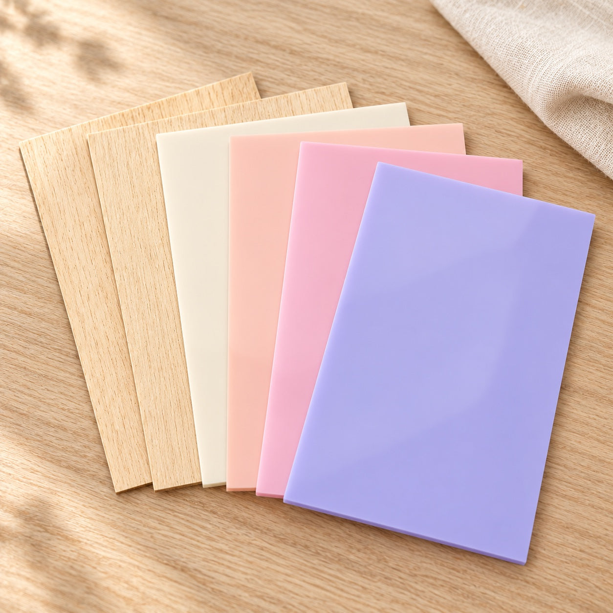 Pastel acrylic and natural wood sheets